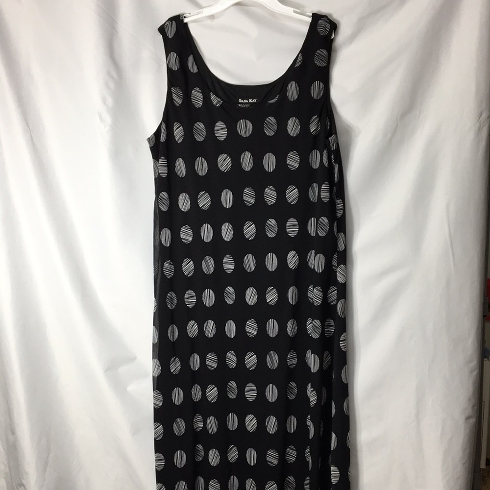 Dana Kay Women’s Black and White Maxi Shift Dress Size 20W Like-NEW Condition